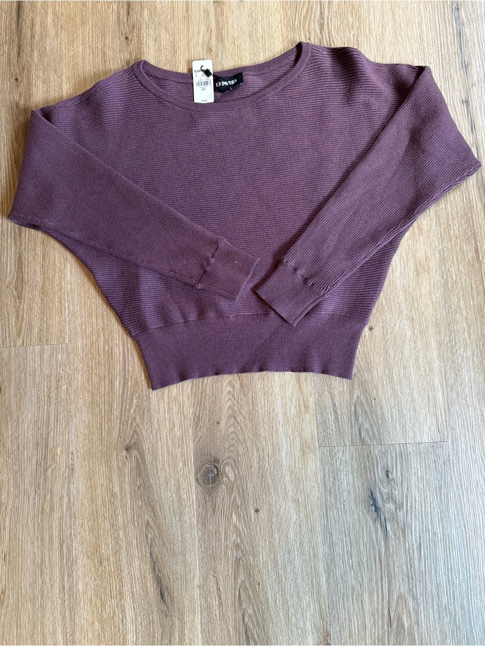 Express Plum Ribbed Scoop-Neck Sweater